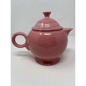 Vintage Pink Art Deco Style Teapot with Lid – Ribbed Ceramic Teapot